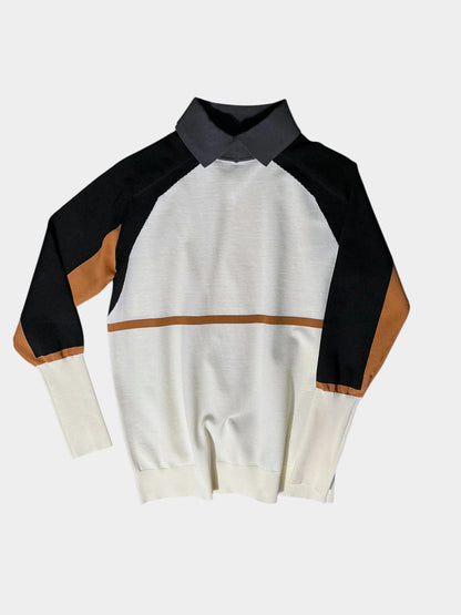 HERG1 WOMENS High gauge color block polo knit