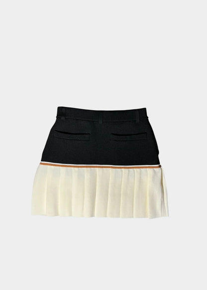 HERG1 WOMENS High gauge bi-color knit pleated skirt