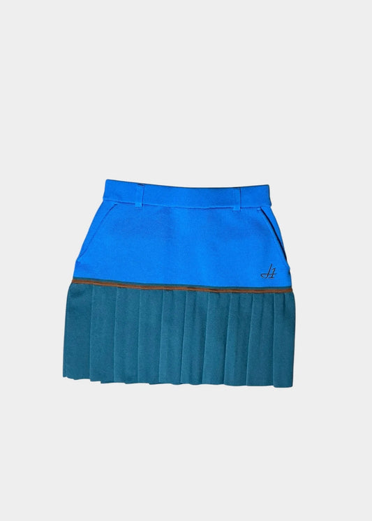 HERG1 WOMENS High gauge bi-color knit pleated skirt