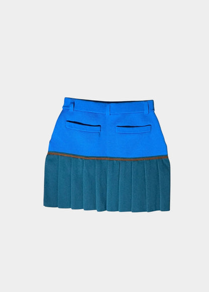 HERG1 WOMENS High gauge bi-color knit pleated skirt