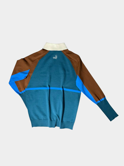 HERG1 WOMENS High gauge color block polo knit