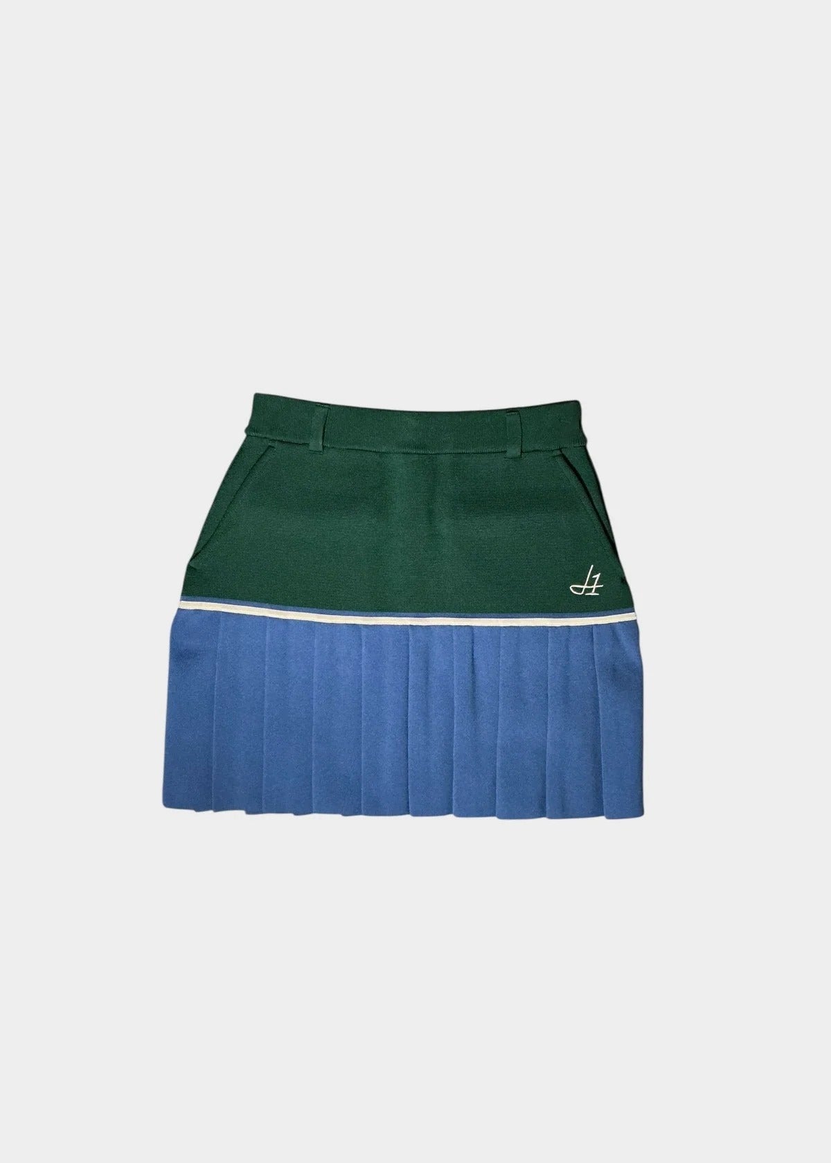 HERG1 WOMENS High gauge bi-color knit pleated skirt
