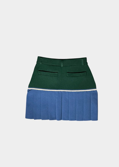 HERG1 WOMENS High gauge bi-color knit pleated skirt
