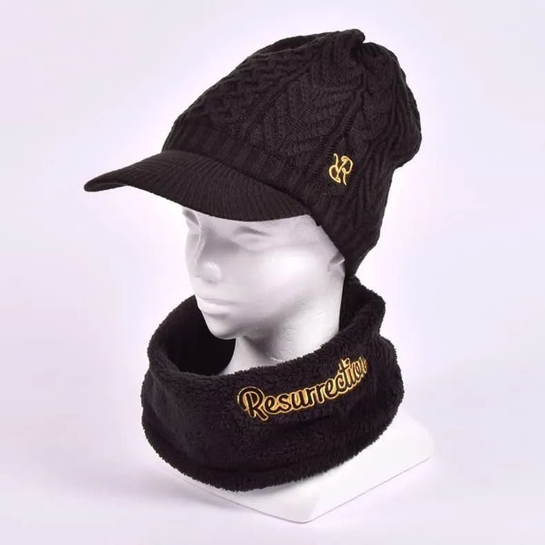 Resurrection MENS Visor Knit Cap (With a Neck warmer)