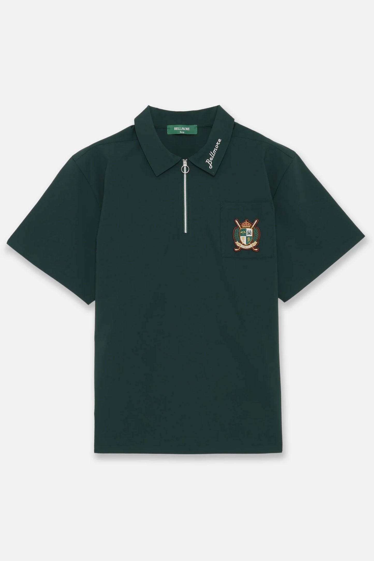 BELLMORE MENS DRY-STRETCH SS ZIP POLO SHIRTS