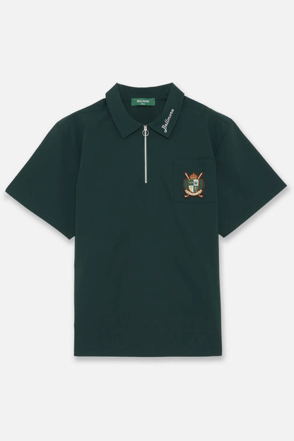 BELLMORE MENS DRY-STRETCH SS ZIP POLO SHIRTS