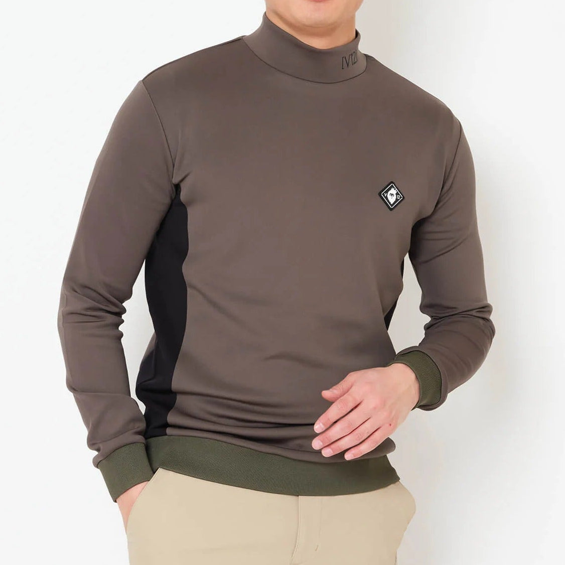 V12 MENS DOT RIB L/S MOCK