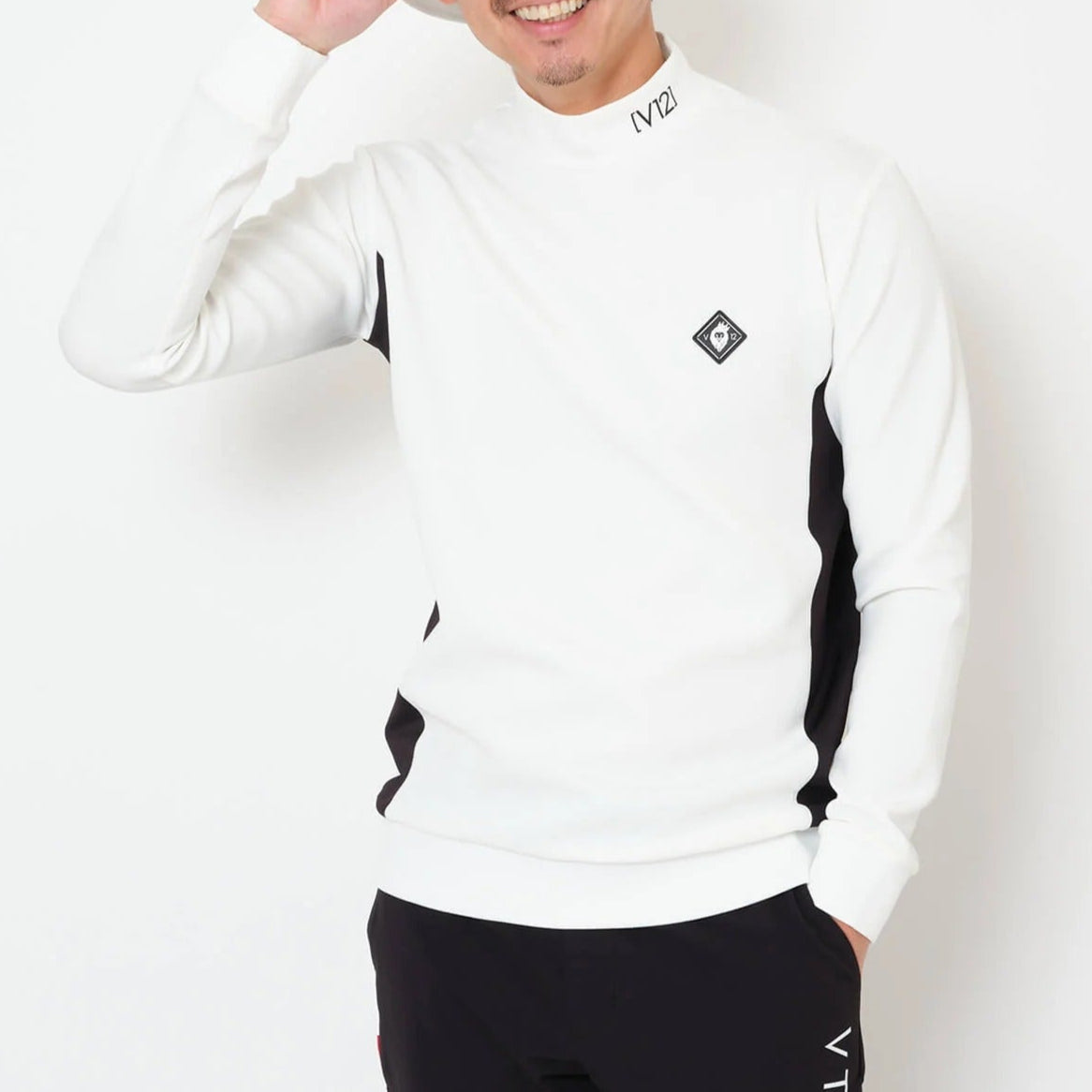 V12 MENS DOT RIB L/S MOCK