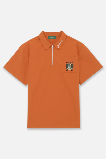 BELLMORE MENS DRY-STRETCH SS ZIP POLO SHIRTS