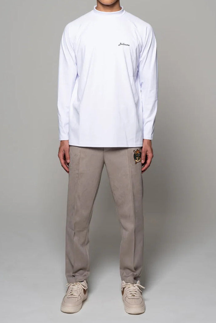 BELLMORE MENS LOGO LS MOCKNECK