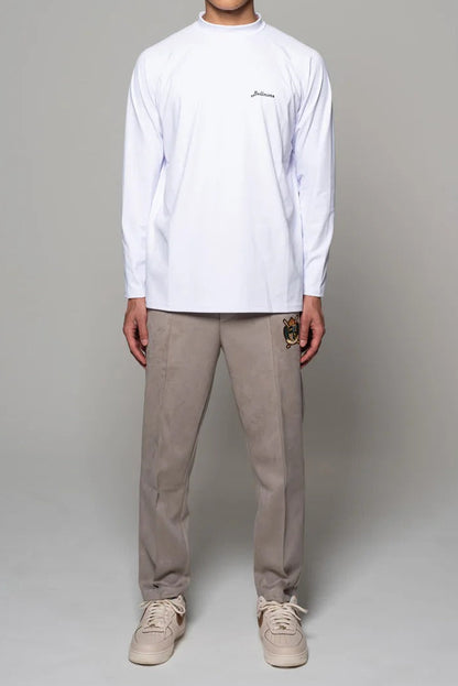 BELLMORE MENS LOGO LS MOCKNECK