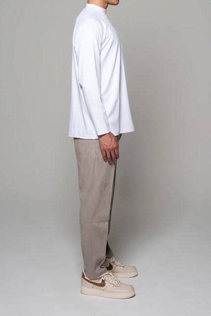 BELLMORE MENS LOGO LS MOCKNECK