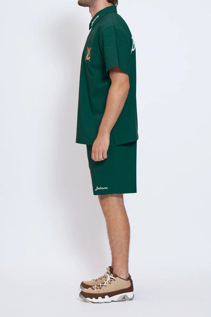 BELLMORE MENS DRY-STRETCH SS ZIP POLO SHIRTS
